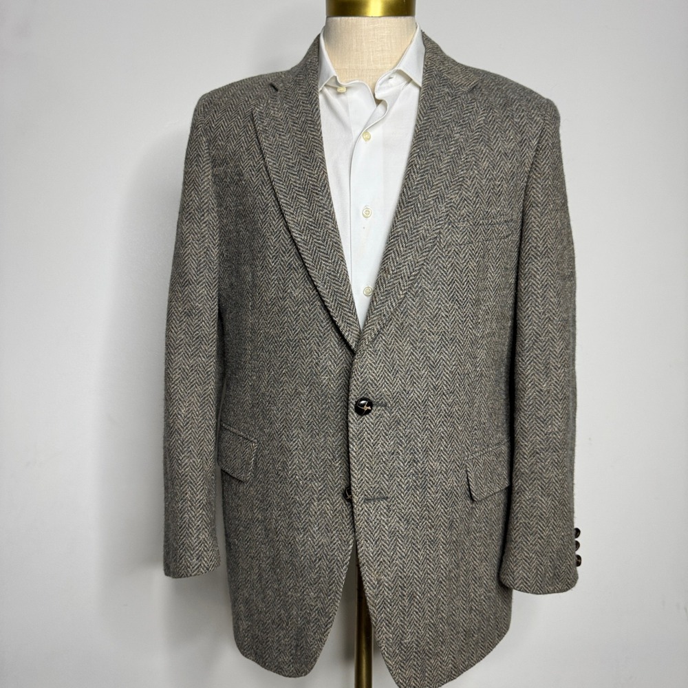 Adams Row Herringbone 42R Blazer Wool Sport Coat Two Button Jacket‎